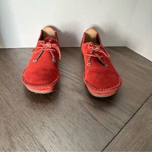 Clarks Red Suede loafers